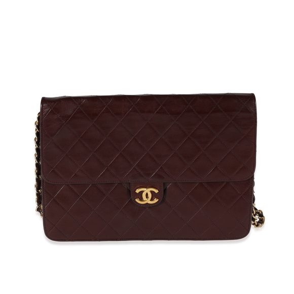 Chanel Vintage Burgundy Quilted Lambskin Single Flap Bag - Picture 1 of 8